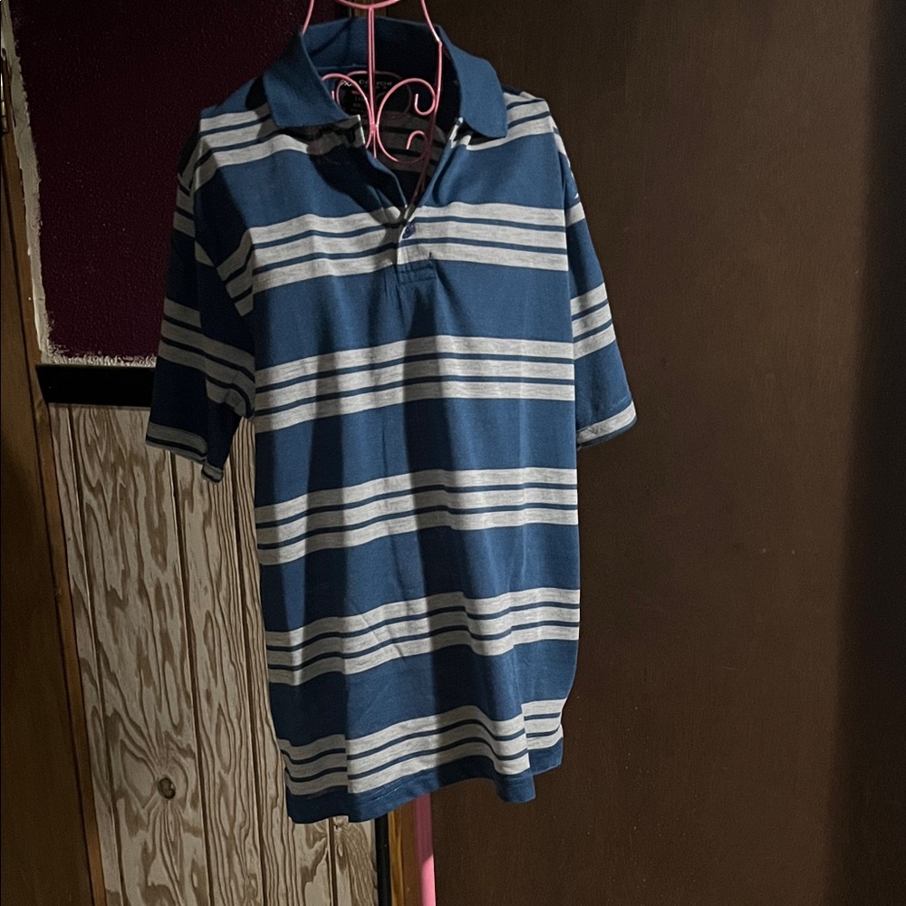 Men's Blue Striped Polo Shirt